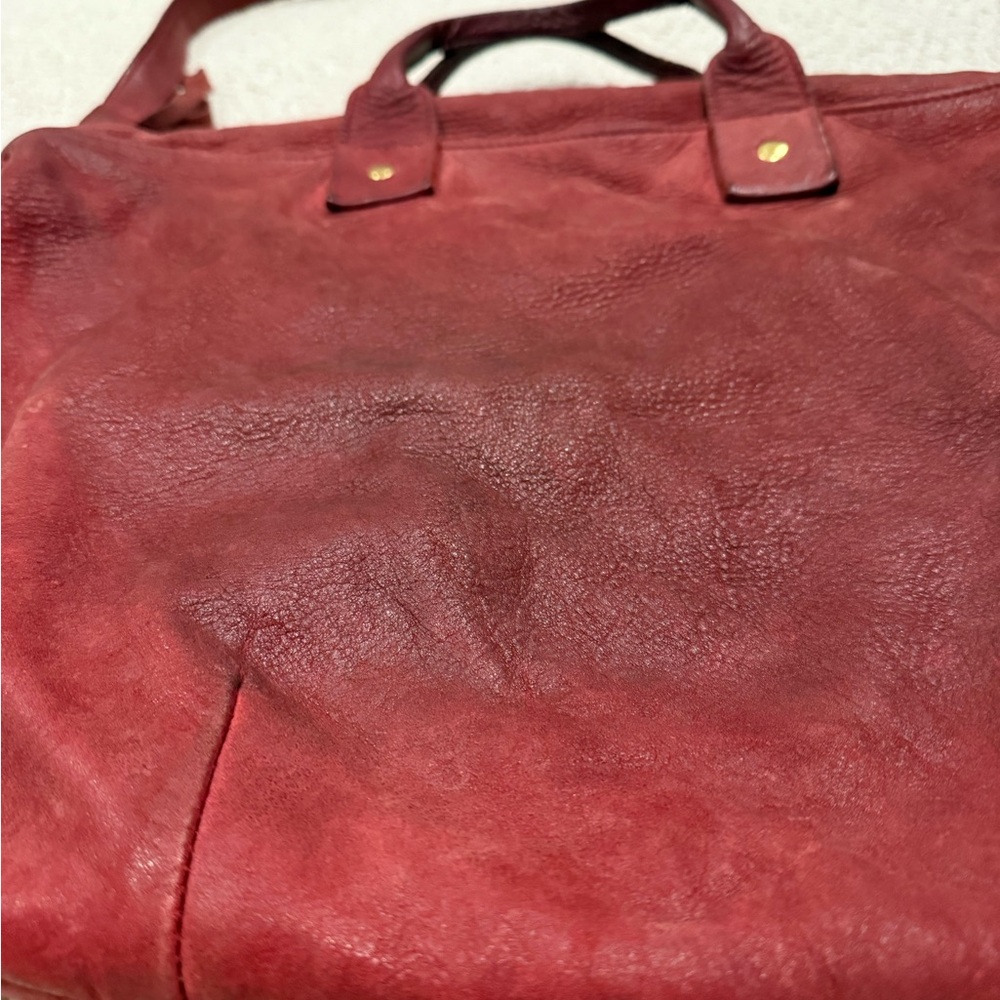 Clare V Deep Red Leather Messenger Bag - Picture 4 of 9